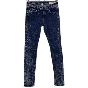 Rag & Bone Acid Wash Blue Skinny Jeans Mid Rise Retro Boho 27